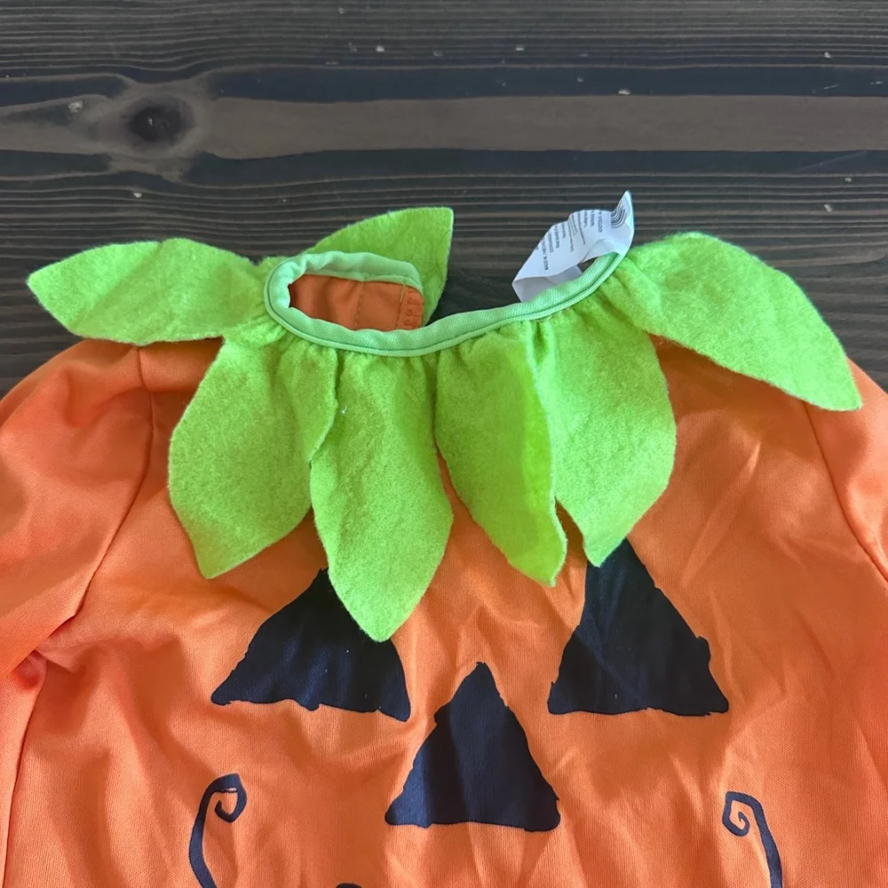 Baby Pumpkin Halloween Costume 6-12M Orange Footed Jumpsuit